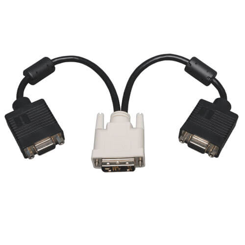 Tripp-Lite P120-001-2 | DVI to VGA Y Splitter Adapter Cable (DVI-I to HD15 M/2xF), 1 ft. (0.3 m)