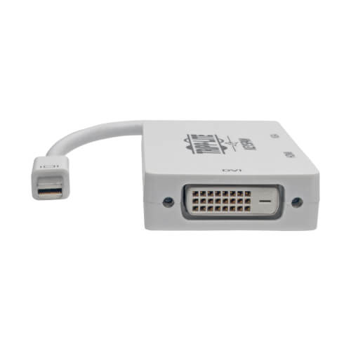 Tripp-Lite P137-06N-HDV4K6 | Keyspan Mini DisplayPort to VGA/DVI/HDMI All-in-One Video Converter Adapter, 4K 60 Hz HDMI, DP 1.2, White, 6 in.