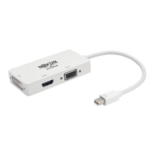 Tripp-Lite P137-06N-HDVW | Keyspan Mini DisplayPort to VGA/DVI/HDMI All-in-One Video Converter Adapter, White, 6-in. (15.24 cm)