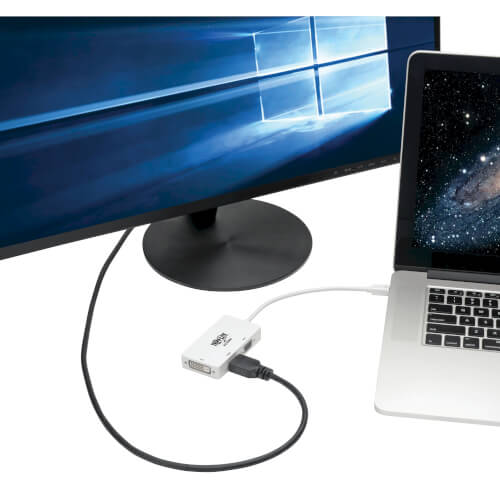 Tripp-Lite P137-06N-HDVW | Keyspan Mini DisplayPort to VGA/DVI/HDMI All-in-One Video Converter Adapter, White, 6-in. (15.24 cm)