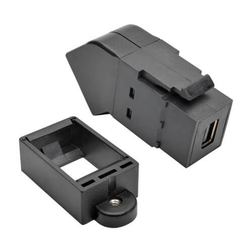 Tripp-Lite P169-000-KPA-BK | Mini DisplayPort to DisplayPort All-in-One Keystone/Panel Mount Angled Adapter (F/F), Black