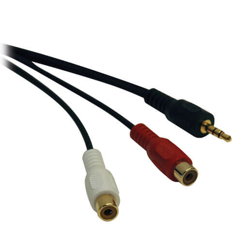 Tripp-Lite P315-06N | 3.5 mm Mini Stereo to RCA Audio Y Splitter Adapter Cable (M/2xF), 6 in. (15.2 cm)