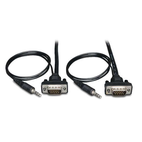 Tripp-Lite P504-006-SM | Low-Profile VGA High-Resolution RGB Coaxial Cable with Audio, (HD15 and 3.5mm M/M), 6 ft. (1.83 m)
