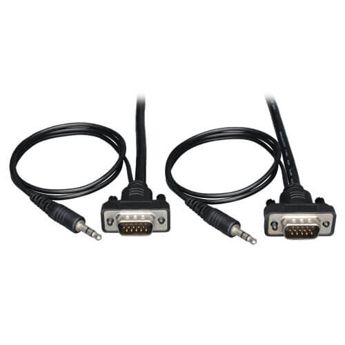 Tripp-Lite P504-006-SM | Low-Profile VGA High-Resolution RGB Coaxial Cable with Audio, (HD15 and 3.5mm M/M), 6 ft. (1.83 m)