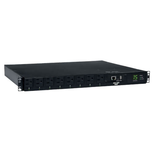 Tripp-Lite PDUMH15ATNET | 1.4kW Single-Phase Switched Automatic Transfer Switch PDU, 2 120V 5-15P 15A Inputs, 8 5-15R Outputs, 1U, TAA