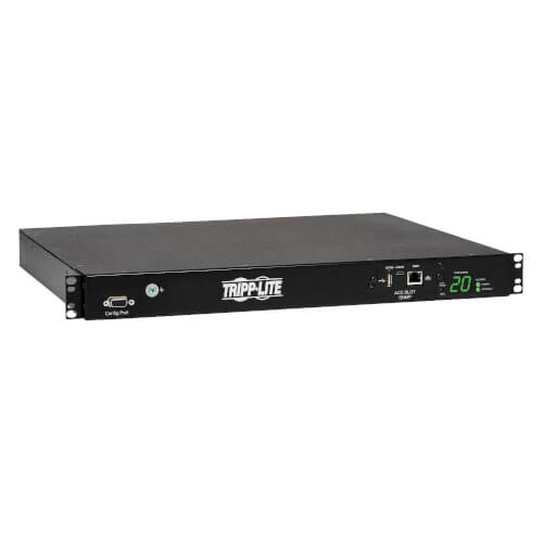 Tripp-Lite PDUMH20HVATNET | 3.8kW Single-Phase Switched Automatic Transfer Switch PDU, Two 200-240V C20 Inlets, 8 C13 & 2 C19 Outputs, 1U, TAA