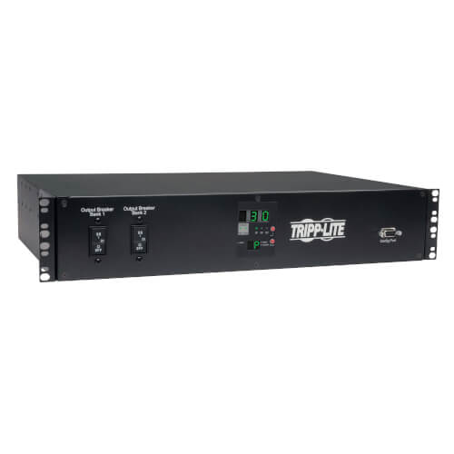 Tripp-Lite PDUMH30HVAT | 5.8kW Single-Phase Metered Automatic Transfer Switch PDU, Two 200-240V L6-30P Inputs, 16-C13 2-C19 & 1 L6-30R Outlet, 2U, TAA