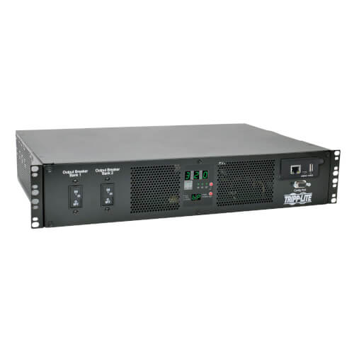 Tripp-Lite PDUMH32HVATNET | 7.7kW Single-Phase Switched Automatic Transfer Switch PDU, Two 200-240V IEC309 32A Blue Inputs, 16-C13 2-C19 Outlets, 2U, TAA