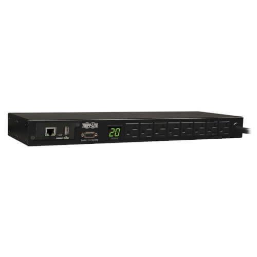Tripp-Lite PDUMNH20 | 1.9kW Single-Phase Monitored PDU, 120V Outlets (8 5-15/20R), L5-20P/5-20P Adapter, 12 ft. (3.66 m) Cord, 1U Rack-Mount, LX Platform Interface, TAA