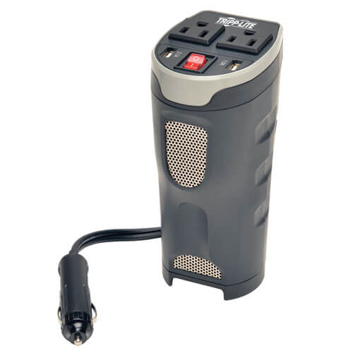 Tripp-Lite PV200CUSB | 200W PowerVerter Ultra-Compact Car Inverter with 2 Outlets and 2 USB Charging Ports, Cup Holder Design