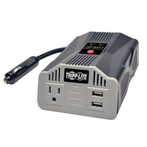 Tripp-Lite PV200USB | 200W PowerVerter Ultra-Compact Car Inverter with Outlet and 2 USB Charging Ports
