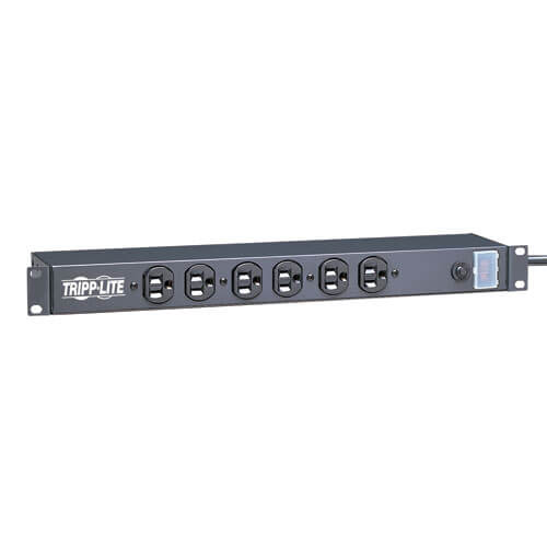 Tripp-Lite RS-0615-F | 1U Rack-Mount Network Server Power Strip, 120V, 15A, 6-Outlet (Front-Facing), 15 ft. (4.57 m) Cord