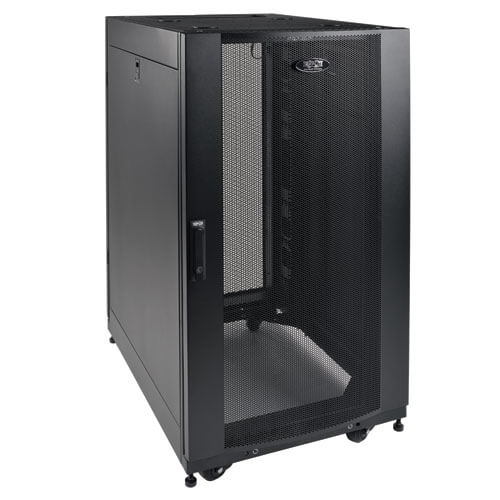 Tripp-Lite SR25UBSD3 | 25U SmartRack Shallow-Depth Half-Height Rack Enclosure, Doors, Side Panels, Heavy-Duty Casters