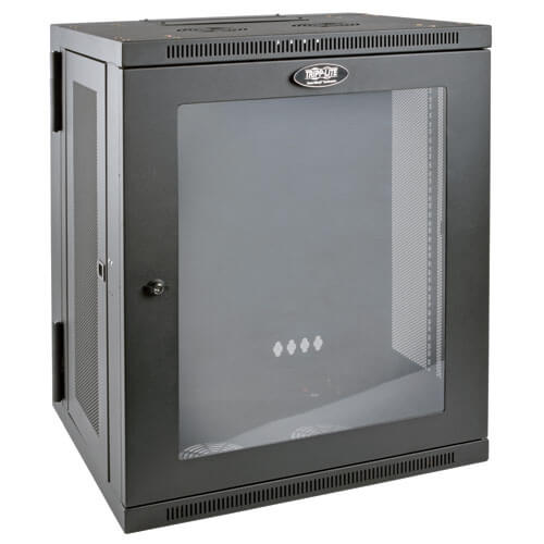 Tripp-Lite SRW15USG | SmartRack 15U Low-Profile Switch-Depth Wall-Mount Half-Height Rack Enclosure, Clear Acrylic Window, Hinged Back