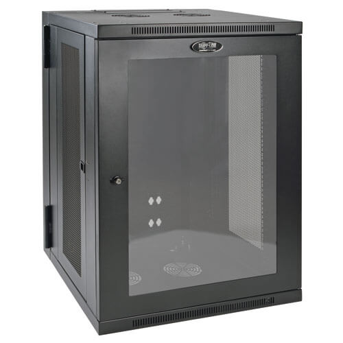 Tripp-Lite SRW18USG | SmartRack 18U Low-Profile Switch-Depth Wall-Mount Half-Height Rack Enclosure, Clear Acrylic Window, Hinged Back