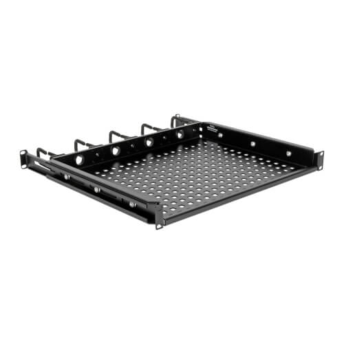 Tripp-Lite SRWSHELF4P1U | Cantilevered Steel Rack Shelf - 1U, Vented, Integrated Cable Rings, 14.2 in. Deep, Holds up to 50 lbs (22.2 kgs)