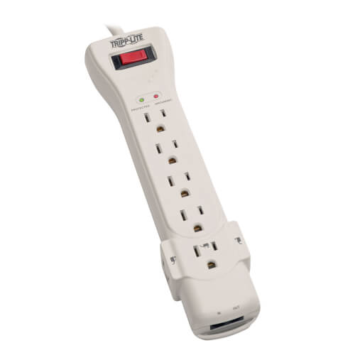 Tripp-Lite SUPER7TEL | Protect It! 7-Outlet Surge Protector, 7 ft. (2.13 m) Cord, 2520 Joules, Fax/Modem Protection, RJ11