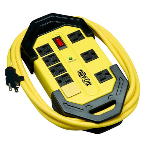 Tripp-Lite TLM812SA | Protect It! 8-Outlet Industrial Safety Surge Protector, 12 ft. Cord, 1500 Joules, Cord Wrap, Hang Holes