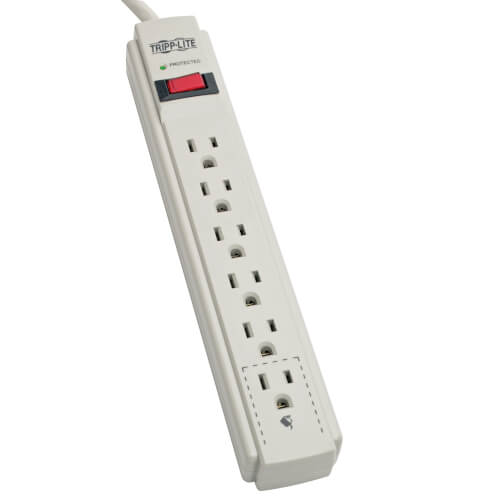 Tripp-Lite TLP604 | Protect It! 6-Outlet Surge Protector, 4 ft. (1.22 m) Cord, 790 Joules, Diagnostic LED, Light Gray Housing
