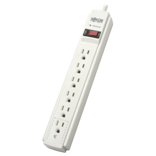 Tripp-Lite TLP606 | Protect It! 6-Outlet Surge Protector, 6 ft. Cord, 790 Joules, Diagnostic LED, Light Gray Housing