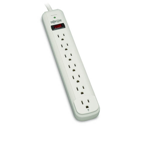 Tripp-Lite TLP712 | Protect It! 7-Outlet Surge Protector, 12 ft. Cord, 1080 Joules, Diagnostic LED, Light Gray Housing