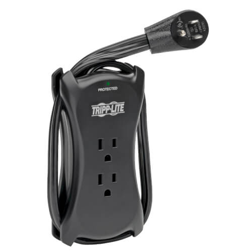 Tripp-Lite TRAVELER3USB | Protect It! 3-Outlet Travel-Size Surge Protector, 18-in. (45.72 cm) Cord, 1050 Joules, 2-USB Charging Ports