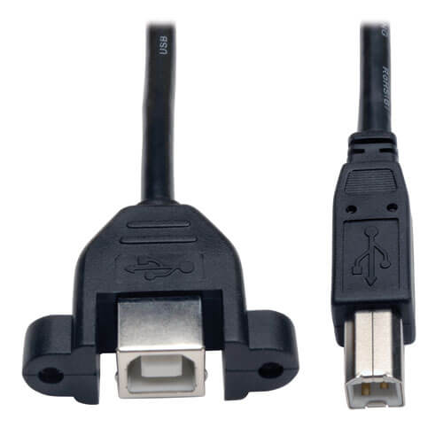 Tripp-Lite U025-001-PM | USB 2.0 Panel Mount Extension Cable (B to Panel Mount B M/F), 1 ft. (0.31 m)
