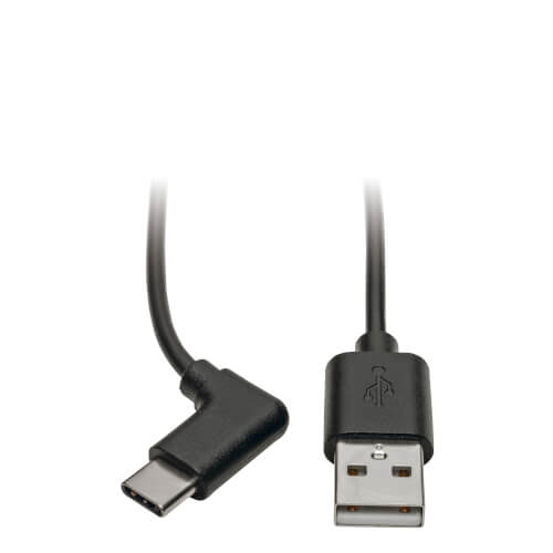 Tripp-Lite U038-003-CRA | USB-A to USB-C cable, Right-Angle USB-C, USB 2.0, Thunderbolt 3 Compatible, (M/M), 3 ft. (0.91 m)