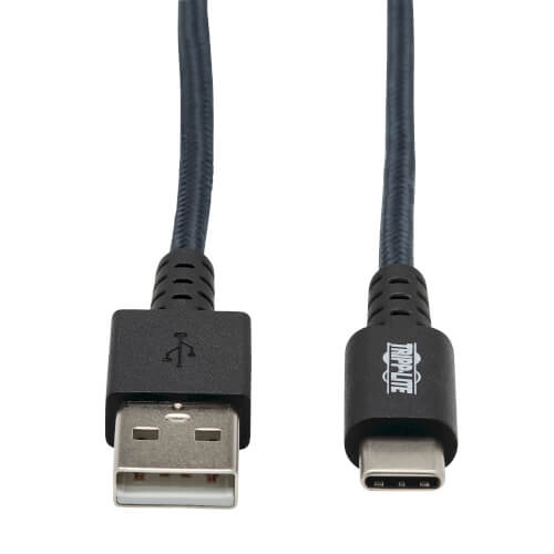 Tripp-Lite U038-006-GY-MAX | Heavy-Duty USB-A to USB-C Cable, USB 2.0, UHMWPE and Aramid Fibers, (M/M), Gray, 6 ft. (1.83 m)