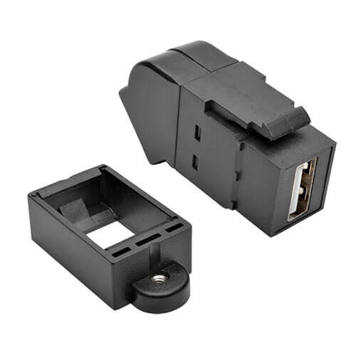 Tripp-Lite U060-000-KPA-BK | USB 2.0 All-in-One Keystone/Panel Mount Angled Coupler (F/F), Black