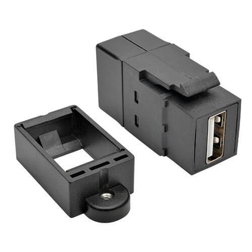 Tripp-Lite U060-000-KP-BK | USB 2.0 All-in-One Keystone/Panel Mount Coupler (F/F), Black