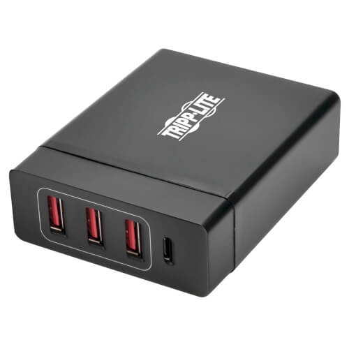 Tripp-Lite U280-004-WS3C1 | 4-Port USB-C Charger, 72W, 1x USB-C PD Port (60W) and 3x USB-A Auto-sensing ports