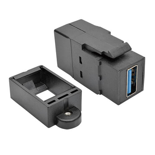 Tripp-Lite U325-000-KP-BK | USB 3.0 All-in-One Keystone/Panel Mount Coupler (F/F), Black