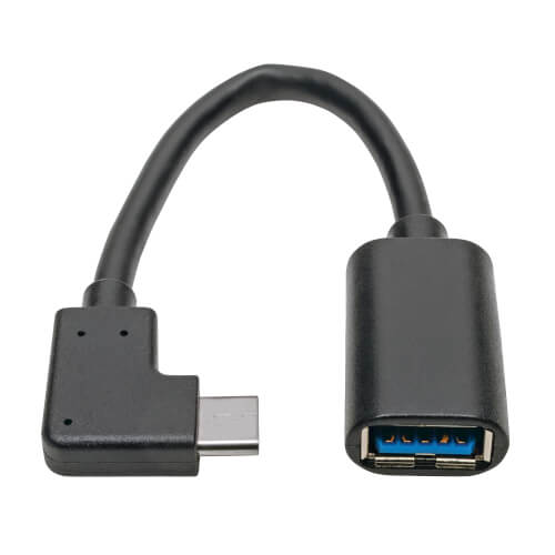 Tripp-Lite U428-06N-F-CRA | USB-C to USB-A Adapter (M/F), Right-Angle C, USB 3.1 Gen 1 (5 Gbps), Thunderbolt 3 Compatible, 6-in. (15.24 cm)