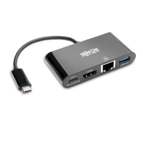 Tripp-Lite U444-06N-H4GUBC | USB-C Multiport Adapter - 4K HDMI, USB-A Port, GbE, 60W PD Charging, HDCP, Black