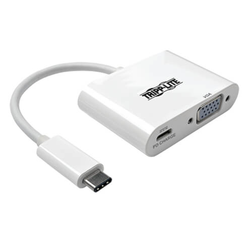Tripp-Lite U444-06N-V-C | USB-C to VGA Adapter with PD Charging, White