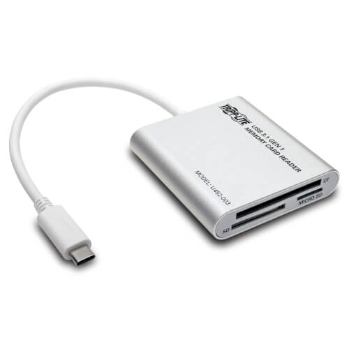 Tripp-Lite U452-003 | USB 3.1 Gen 1 USB-C Multi-Drive Smart-Card Flash-Memory Media Reader/Writer, Thunderbolt 3 Compatible