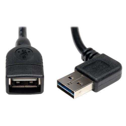 Tripp-Lite UR024-18N-RA | Universal Reversible USB 2.0 Extension Cable (Reversible Right/Left-Angle A to A M/F), 18-in. (45.72 cm)