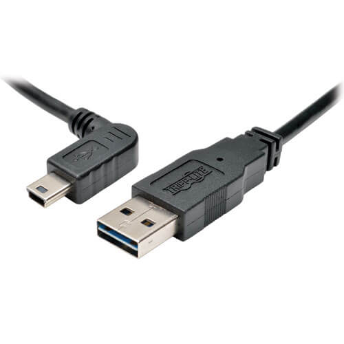 Tripp-Lite UR030-003-LAB | Universal Reversible USB 2.0 Cable (Reversible A to Left-Angle 5Pin Mini B M/M), 3 ft. (0.91 m)
