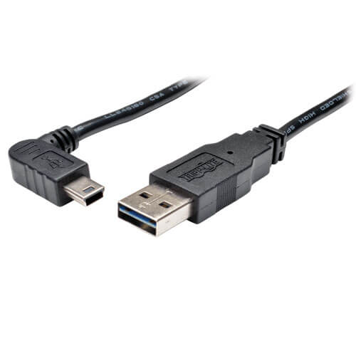 Tripp-Lite UR030-003-RAB | Universal Reversible USB 2.0 Cable (Reversible A to Right-Angle 5Pin Mini B M/M), 3 ft. (0.91 m)