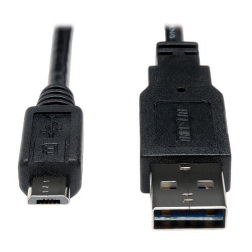 Tripp-Lite UR050-001-24G | Universal Reversible USB 2.0 Cable, 28/24AWG (Reversible A to 5Pin Micro B M/M), 1 ft. (0.31 m)