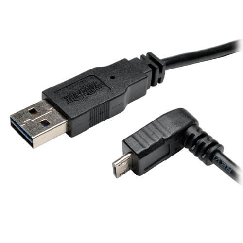 Tripp-Lite UR050-001-DNB | Universal Reversible USB 2.0 Cable (Reversible A to Down-Angle 5Pin Micro B M/M), 1 ft.