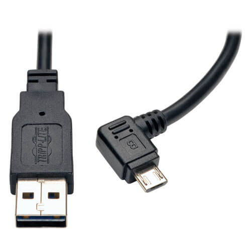 Tripp-Lite UR05C-003-RB | Dedicated Reversible USB Charging Cable (Reversible A to Right-Angle 5-Pin Micro B) Black, 3 ft. (0.91 m)